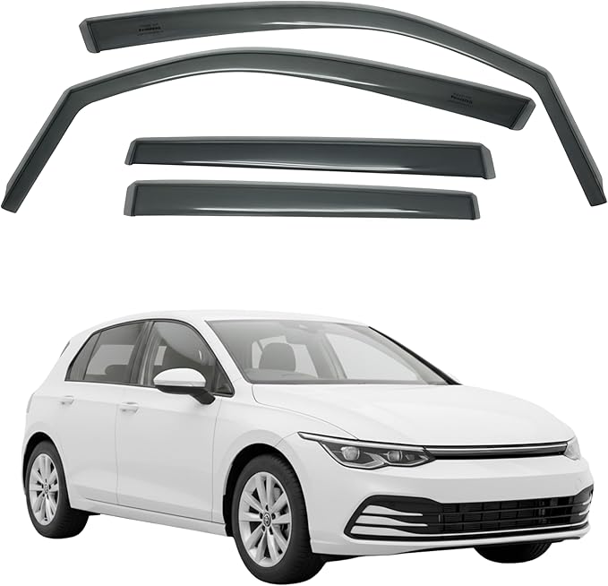 in-Channel Car Window Rain Guard Compatible with VW Golf 8 / MK8 Golf VIII (2019-2025) / GOLF7 5-Door (2013-2019) 4PCS, Precise & Transparent Car Wind Deflectors Visors