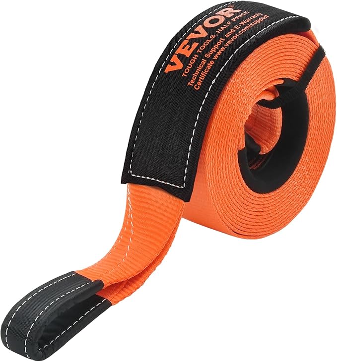 VEVOR Heavy Duty Tow Strap Recovery Kit 3 in x 30 ft (MBS-36,000 lbs) Tree Saver Winch Strap, Triple Reinforced Loop & Protective Sleeves & Storage Bag, 3/4" D-Ring Shackles, for Truck Jeep SUV ATV