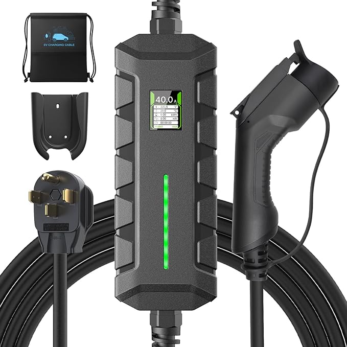 Level 2 EV Charger ETL Certified, 220V-240V 40A 9.6KW Home Charging Station, Plug-in NEMA 14-50, Portable EV Charger with 25FT Cable for SAE J1772 Cars