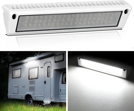 Nilight RV Exterior Lights 13 Inch Porch Light 1PC Flood Beam 12V 24V LED Scene Cargo Lighting White Aluminum Housing for RVs Trailers Travel Campers 5th Wheels Motorhome SUV Truck