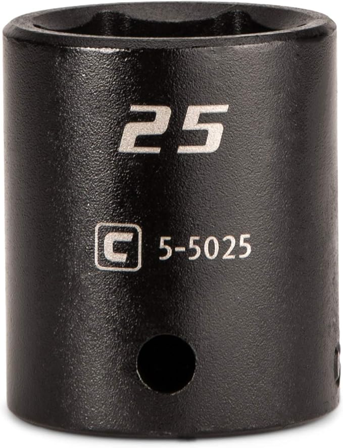 Capri Tools Shallow Impact Socket, 1/2-Inch Drive, 6-Point, Metric (25 mm)