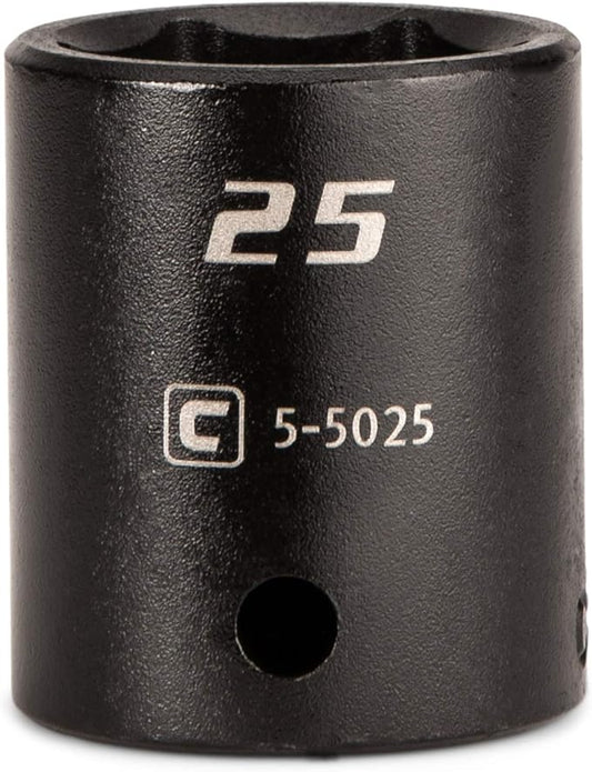 Capri Tools Shallow Impact Socket, 1/2-Inch Drive, 6-Point, Metric (25 mm)