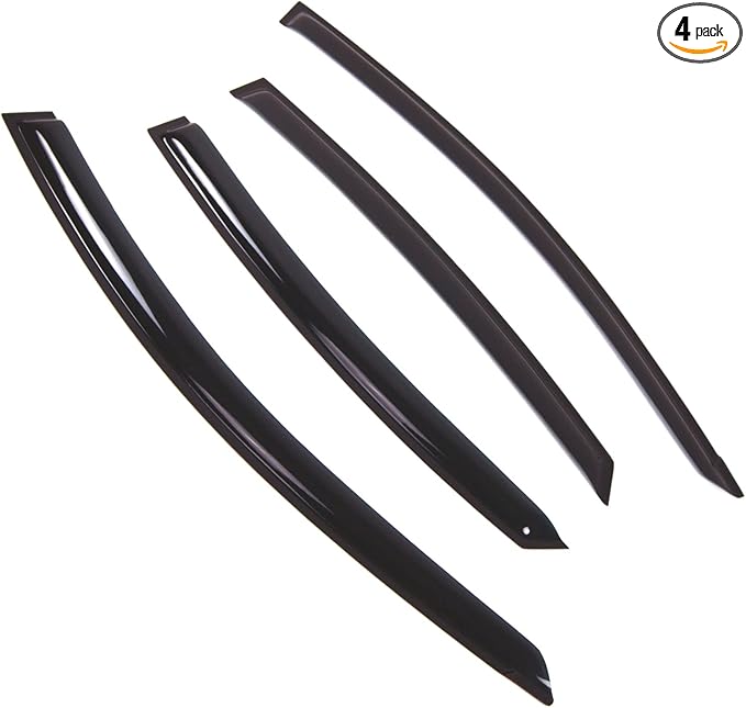 TuningPros Outside Mount Window Vent Visors Rain Guards Compatible with Hyundai Accent 2011-2017 | Side Window Wind Deflectors Rain Shields | Smoke Tinted, 4 Pcs Set, DGWV-691
