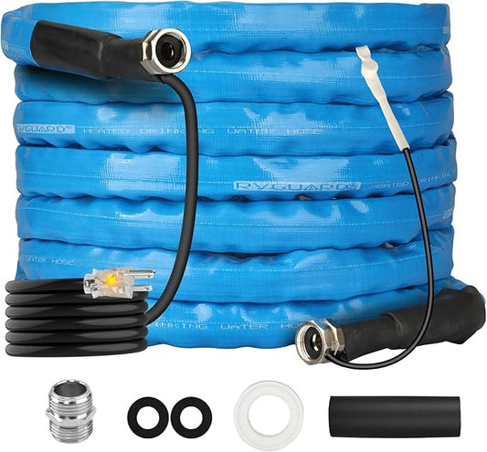 RVGUARD Heated Water Hose 50FT for RV, -20 ℉ Freeze Protection Heated Water Hose with Energy-Saving Thermostat, Lead and BPA Free for RV/Home/Garden