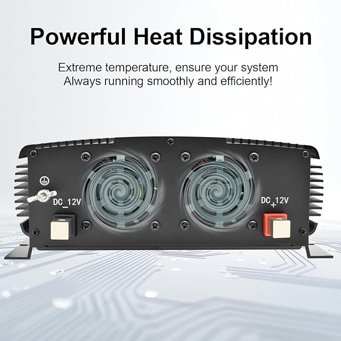 2500 Watt car Power Inverter 12V to 110V /120V, 2000+ watt invertor for RV semi Trucks Vehicles 12V to 110V Converter with 3 AC outles and LCD Screen - 2500W