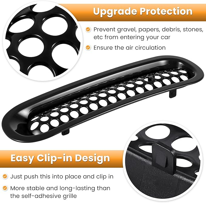 7PCS Front Grill Mesh Inserts for Jeep Wrangler JK JKU Unlimited 2007 2008 2009 2010 2011 2012 2013 2014 2015 2016 2017 2018 Grille Guard Cover Trim Clip-in Exterior Accessories (Glossy Black)