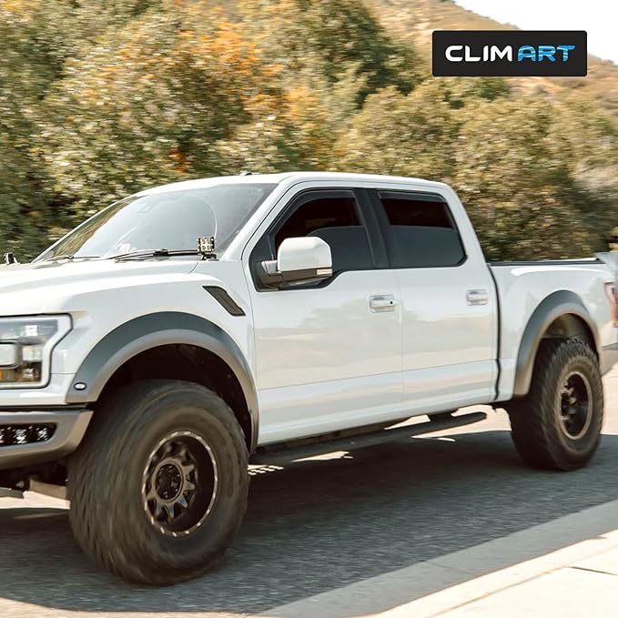 CLIM ART in-Channel Incredibly Durable Rain Guards for Ford F150 2015-2020 SuperCrew, Original Window Deflectors, Vent Deflector, Vent Window Visors, Dark Smoke Truck Accessories, 4 pcs- 615010LP