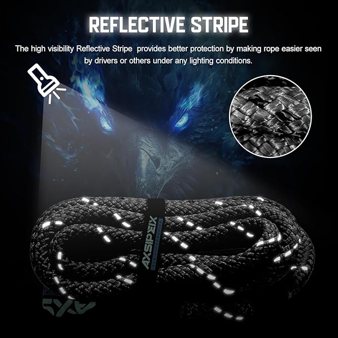 Kinetic Recovery Rope (Reflective) | 1.25in x 30ft 56,000Lbs Heavy Duty, 35% Elasticity Tow Rope - Offroad Snatch Strap for 4x4 Truck SUV UTV ATV Jeep