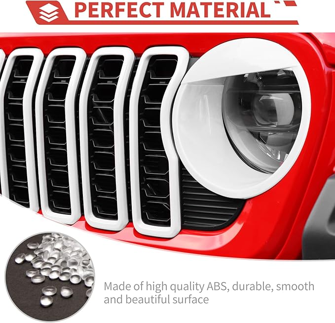 Front Grill Inserts Front Headlight Cover Kit fit for Jeep Wrangler JL JLU Gladiator JT 2024+ Exterior Accessories,White