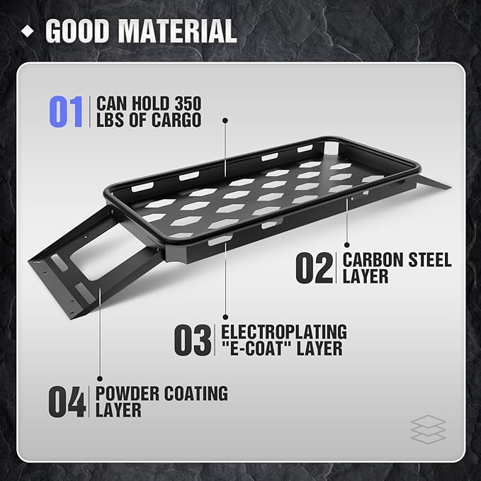 Rear Trunk Cargo Storage Rack Compatible for 2007-2025 Jeep Wrangler JK JKU & JL JLU Unlimited 4 Door Hardtops, Interior Luggage Rack Shelf for Camping Gear (350 LBS)