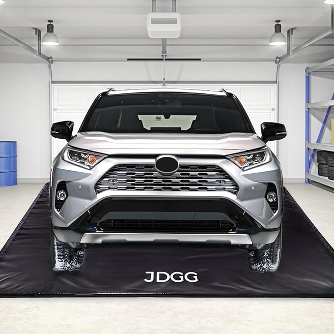 Waterproof Garage Floor Mat for Under Car, 7'9"x16' Heavy Duty Containment Mat with Free Floor Squeegee, Protects Garage Floor from Snow, Slush, Water, Mud and Oil