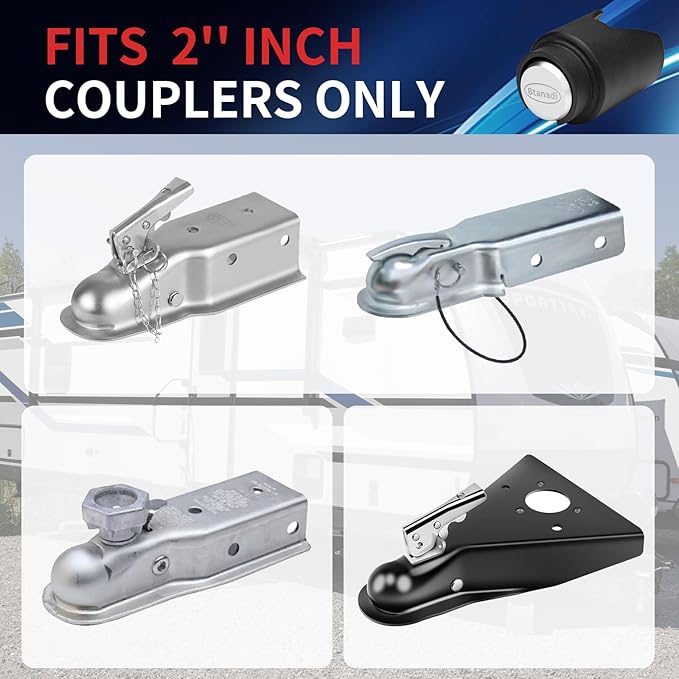 Trailer Lock Fits 2 Inch Coupler, Upgraded Heavy-Duty Steel Hitch Lock, Anti-Theft & Pry-Resistant for RV, Boat, Cargo Trailer (Silver)