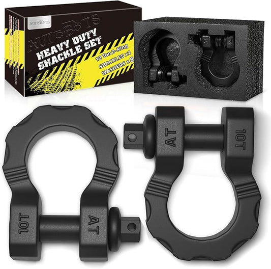 AUTOBOTS D Ring Shackles 80,000 Lbs Break Strength Heavy Duty 3/4” Clevis Shackle with 7/8 Pin for Tow Strap, Winch, Off-Road Recovery Towing Shackles (2 Pack) Black