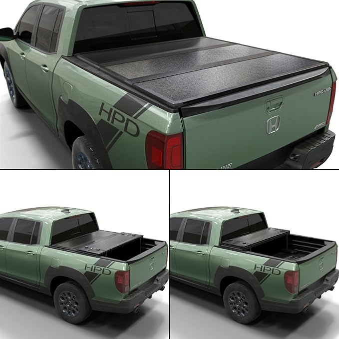Hard Folding Truck Bed Tonneau Cover |HTF039|Fits 2017-2026 Honda Ridgeline 5' Bed (64")