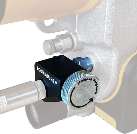 LockNLube Pressure Return Valve for Use with Cordless Grease Guns. No More Pressure Locks! Returns Grease to The Tube. Releases Hose backpressure.