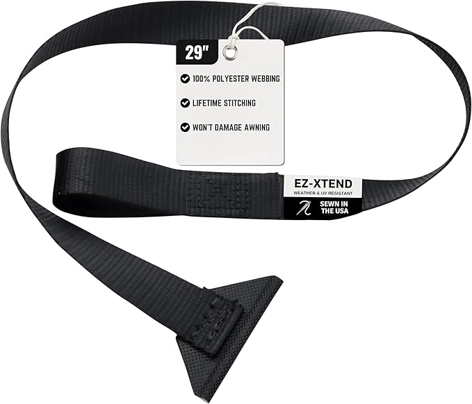 EZ-Xtend RV Camper Window Awning Pull Strap. Replacement Strap Made with UV Polyester Webbing, Lifetime Thread for Easy Operation RV Patio Window Awning. Sewn in USA (29")