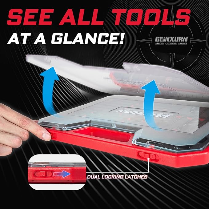 25Pieces Magnetic Nut Driver Set for Impact Drill Metric and SAE Sizes with Plastic Tool Box Storage, Built for Professional & DIY Projects