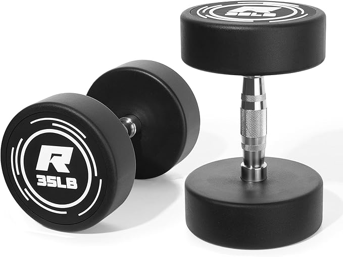 RitFit 5-250 LBS PVC Encased Round Dumbbell sets with Knurled Handle and Optional Rack, Strength Training Equipment for Home Gym