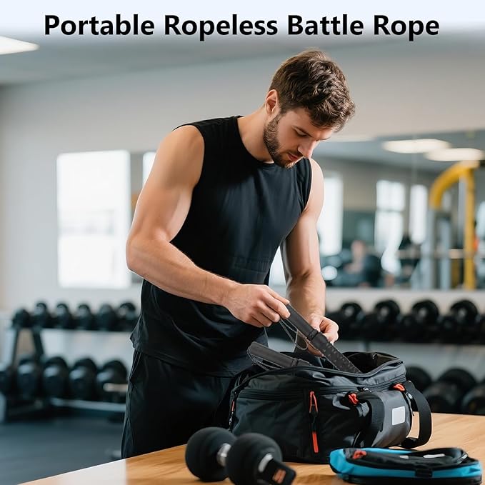 2025 New Weighted Ropeless Battle Ropes for Home Gym, Heavy Duty Battle Rope for Advanced Fitness Training, Portable Workout Ropes for Working Out, Durable Exercise Rope for Home Workout