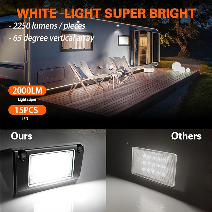 5" Led RV Exterior Lights, 6000K White Light Super Bright, 12V RV Porch Light Aluminum Low Current Led Scene Lighting for RV Camper Trailers Trucks Trailers Bus Marine Boats Campers