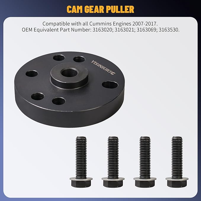 3163021 Cam Timing Tool Kit Engine Brake Adjustment Tool 7MM for All Cummins ISX QSX Engine 2007-2017.Heavy Duty Camshaft Holding Tool with 3163530 Engine Brake Adjustment Tool 3163069 Cam Gear Puller
