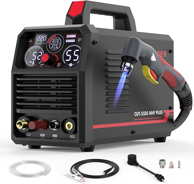 YESWELDER CUT-55DS NHF PLUS Plasma Cutter, 55Amp 110V/220V Non-High Frequency Non-Touch Pilot Arc 4-In-1 Plate Cutting/Grid Cutting/Gouging/Marking Multifunctional Plasma Cutting Machine