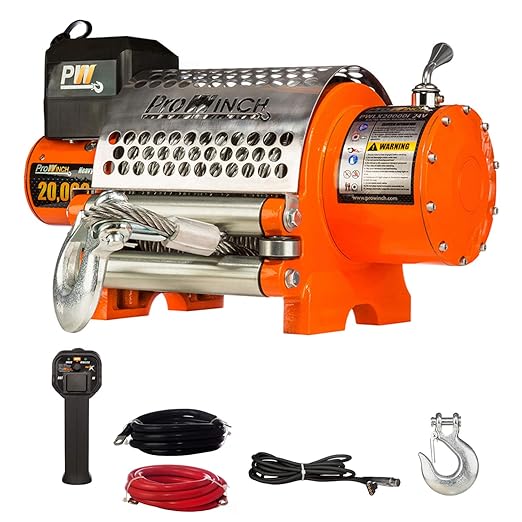 Prowinch 20.000 lb 10 Ton Waterproof Electric Winch 12V DC-Steel Wire Rope with Wireless Remote Control for Off-Road Towing, Truck, Car, SUV, ATV, Portable Winch Battery Powered for Heavy-Duty use