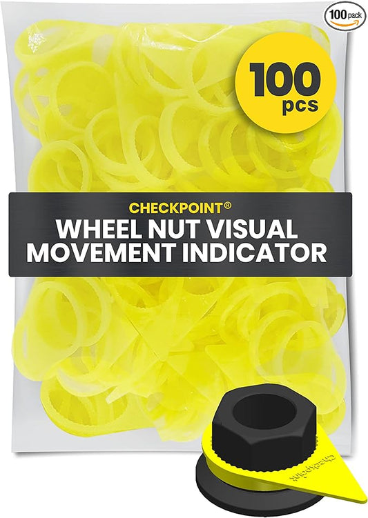 Checkpoint Wheel Nut Indicator 22 mm Yellow – Visual Indicator for Fleets, Industrial Trucks, Agricultural Vehicles – Lug Nut Arrows Yellow 22 mm (Bag of 100 Pcs)