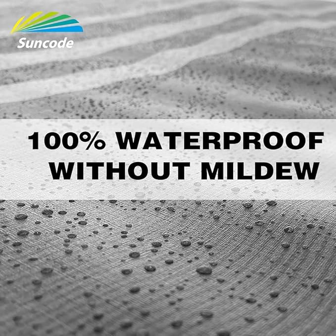 Suncode RV Awning Fabric Replacement Waterpoof Sun Shade Screen Universal Fit Camper Awning Replacement 16oz Vinyl RV Canopy Travel Trailer Awning Replacement 15 Feet Black Stripes