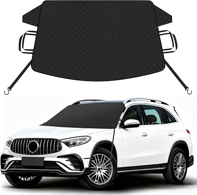 KALINCO Windshield Cover for Ice and Snow, 600D Oxford Fabric Car Windshield Snow Cover, Anti-Frost Waterproof Winter Windshield Covers, Fits Most Cars SUVs Trucks Sedans