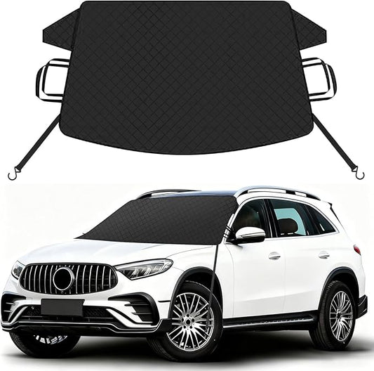 KALINCO Windshield Cover for Ice and Snow, 600D Oxford Fabric Car Windshield Snow Cover, Anti-Frost Waterproof Winter Windshield Covers, Fits Most Cars SUVs Trucks Sedans