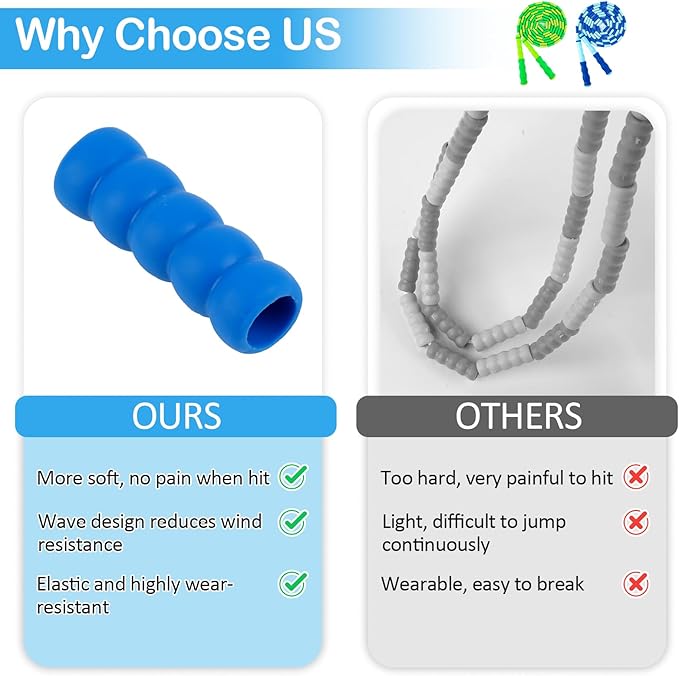Jump Rope for Kids, Adjustable Jump Ropes for 4 5 6 7 8 10 12, Tangle Free Jumping Rope Age 8-12, Segmented Soft Beaded Skipping Rope for Women Fitness