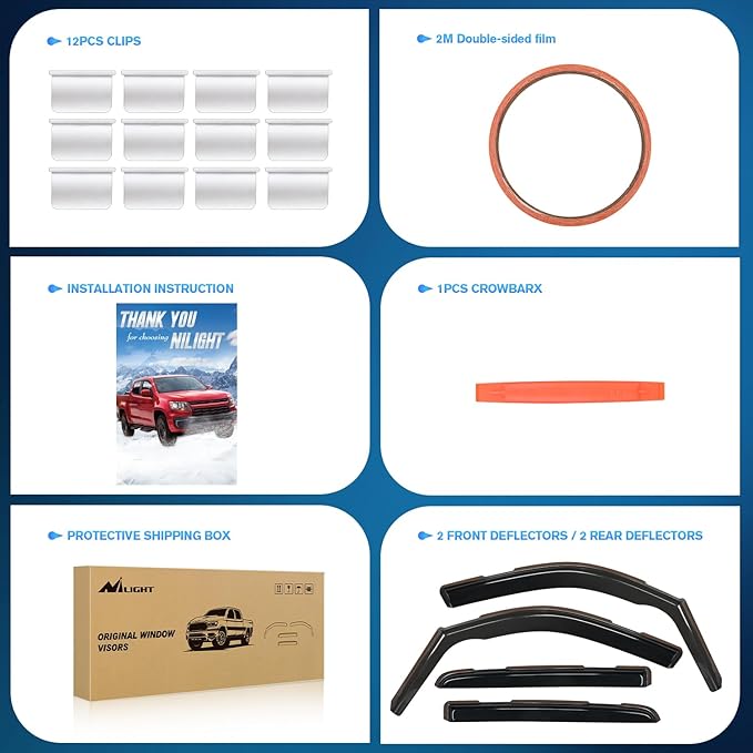 Nilight in Channel Rain Guards for Dodge RAM 1500 2019 2020 2021 2022 2023 2024 Crew Cab Original Window Deflectors, Vent Window Visors-4PCS