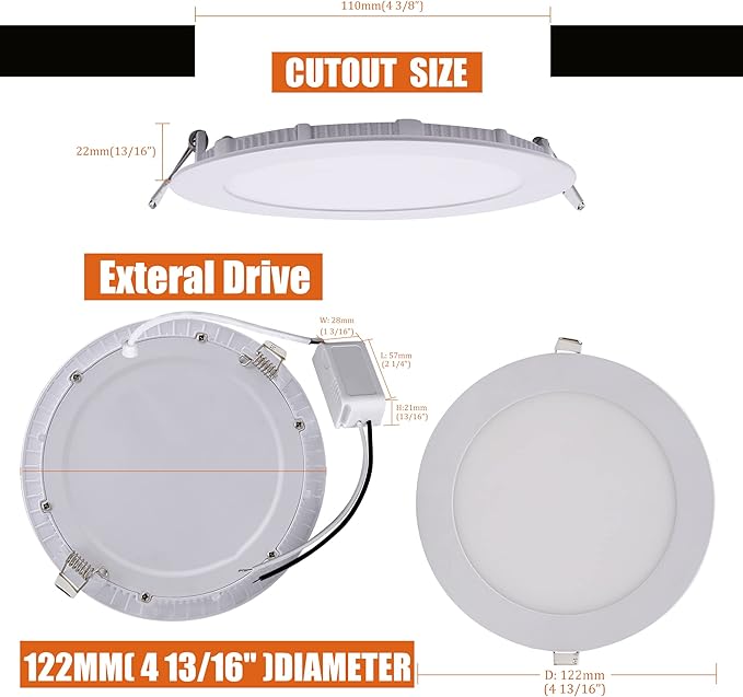 Facon 4.5Inch 12V RV LED Puck Light, 6Packs Aluminum Slim Recessed Mount Light, 3200K Warm White, 12Volts DC Interior Light for RV, Camper, Motorhome, Fifth Wheel, Trailer, Boat