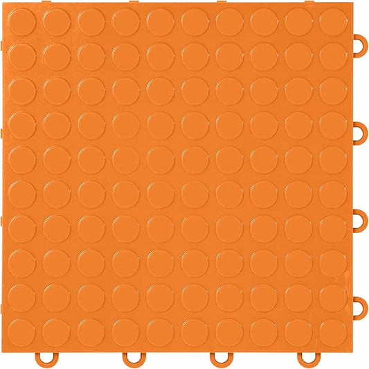 IncStores FlooringInc's Nitro 12"x12" Snap-Together Garage Flooring Tiles, Non-Slip Interlocking Plastic Floor Mat, Garage Organization & Storage, Coin Pattern, Harley Orange, 52 Tiles, 52 Sq/Ft