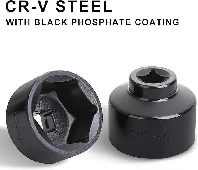 Hromee Fuel Filter Cap Removal Tool and Installer 7 Pieces Low Profile Oil Canister Socket Set 24mm 27mm, 29mm, 30mm, 32mm, 36mm and 38mm