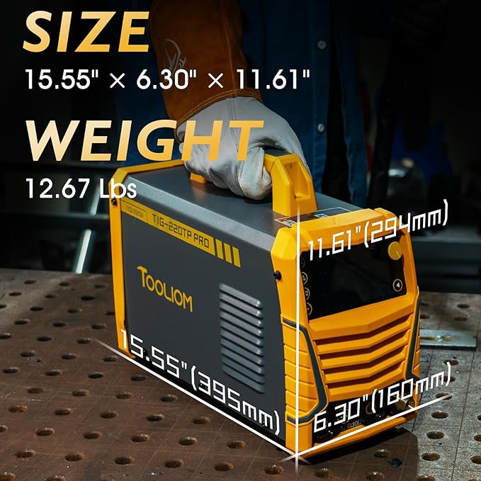 TOOLIOM 220A Cold TIG Welder with DC Pulse, 7 In 1 Cold Spot Lift TIG/Stick Welder with IGBT Inverter, 110&220V Welding Machine with Large Digital Display 2T/4T/4T PRT Mode TIG Welding Equipment