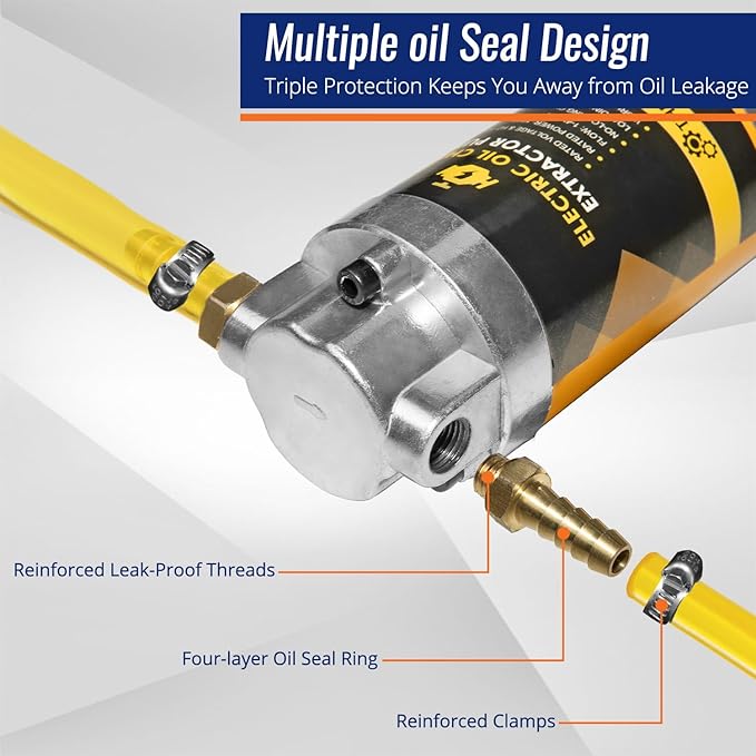 12/24V 100W Marine Engine Oil Extractor Pump, Upgraded Anti-Kink Hose, High Flow Oil Change Pump, Transmission Fluid Transfer Pump for Automotive, Boats, Jet Ski, Lawn Mowers DIY Oil Transfer