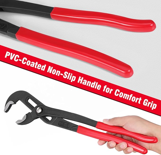 16 inch Tongue-and-Groove Pliers CR-V Adjustable Pliers 0-80mm (0-3.15inch) Large Opening Capacity Groove Joint Pliers Heavy-Duty Tasks Water Pump Pliers