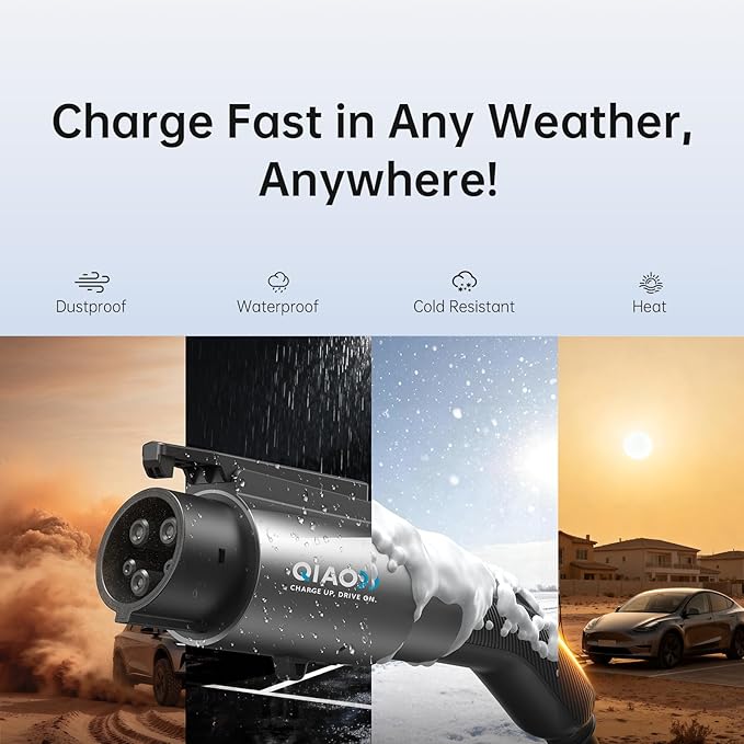 QIAO)) Upgraded Tesla to J1772 Adapter, Max 80A/250V NACS to J1772 Charger with Extreme Weather Protection & Anti-Drop Safety Lock for J1772 EVs on Tesla Home/Destination Chargers (Not Supercharger)