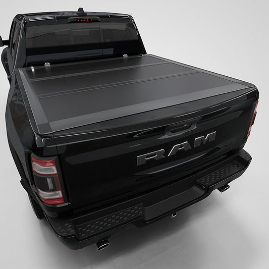 Low Profile Tri-fold Truck Bed Tonneau Cover Compatible with 2009–2026 Dodge Ram 1500 New Body Style Only (Excl. Classic Body) | 5'7" (67.4") Bed Without Ram Box | CFLPX011