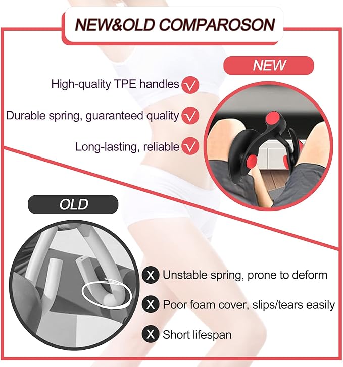 Thigh Exerciser 35lb Pelvic Floor Exercise Devices Inner Thigh Kegel Exerciser Pelvic Floor Muscle Workout Equipment Train for Home Hip Under Desk Exercise Men Women with Band