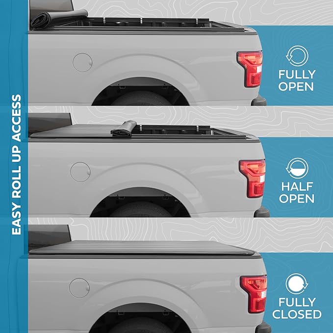 Flag Truck Tonneau Cover for Chevy Silverado 2500HD 3500HD / GMC Sierra 2500HD 3500HD (2014-2018) with 6.6 ft Bed Length, Soft Roll-Up All-Weather Retractable Truck Bed Cover