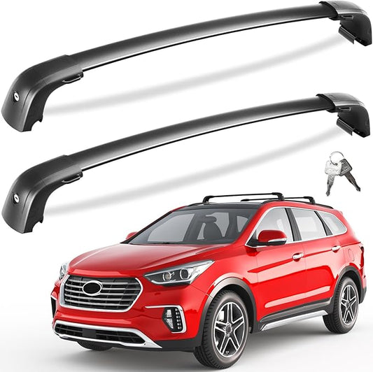 Tuyoung 220lbs Lockable Roof Rack Cross Bars Compatible with Hyundai Santa Fe 2013 2014 2015 2016 2017 2018 (with Flush Side Rails) Aluminum Roof Rails Crossbars Bars Rooftop Cargo Carrier Luggage