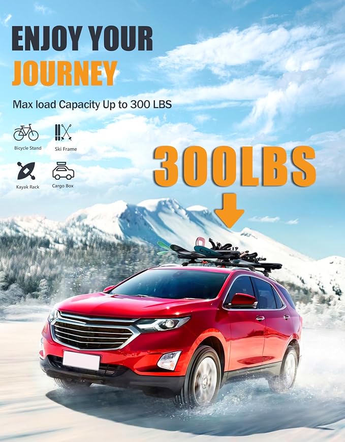 KINGGERI 300lbs Lockable Roof Rack Cross Bars Compatible with 2018-2024 Chevy Chevrolet Equinox & GMC Terrain.Heavy Duty Aluminum Roof Rails Crossbars Luggage Kayak Canoe Snowboard SUV Accessories