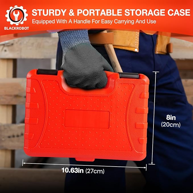 BLACKROBOT 10-Piece 3/8” Drive Oil Filter Socket Wrench Set, Metric Low Profile Oil Filter Sockets with 72-Tooth Ratchet, Oil Filter Cap Remover and Installer Tool Set