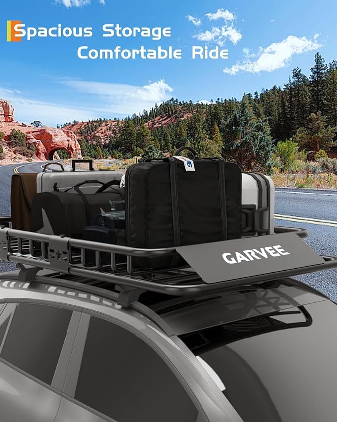 Garvee 64 in x 39 in Universal Roof Rack Basket, 200 LBS Capacity Luggage Rack, Heavy Duty Rooftop Cargo Carrier, Car Top Luggage Holder Basket Heavy Duty for SUVs, Trucks, Vehicles