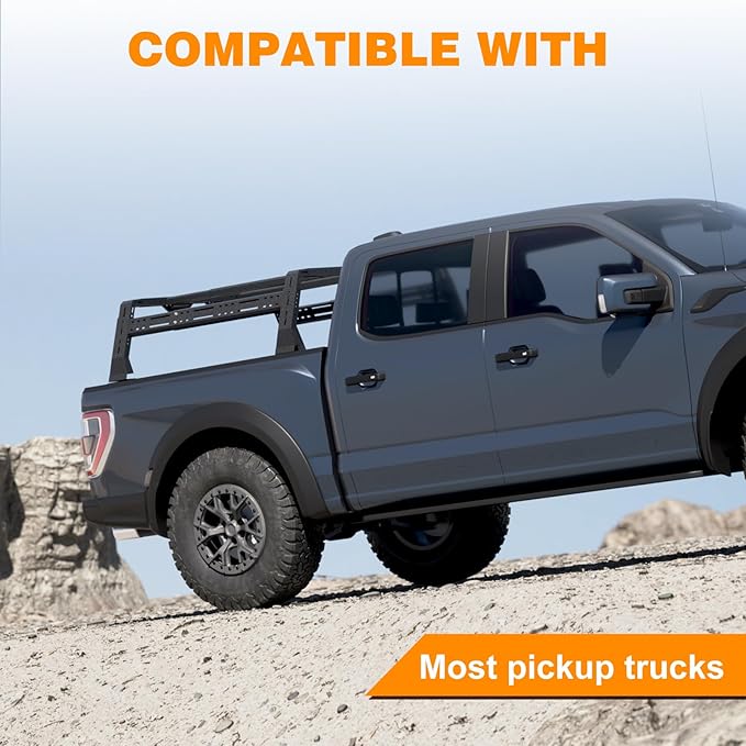 Truck Bed Racks Compatible with Dodge Ram 1500,Tacoma,Tundra,Jeep Gladiator JT, Chevy Silverado,Chevrolet Colorado,Ford Ranger,Frontier,Titan,Ford F-150 & Raptor,Overland Bed Rack for Truck