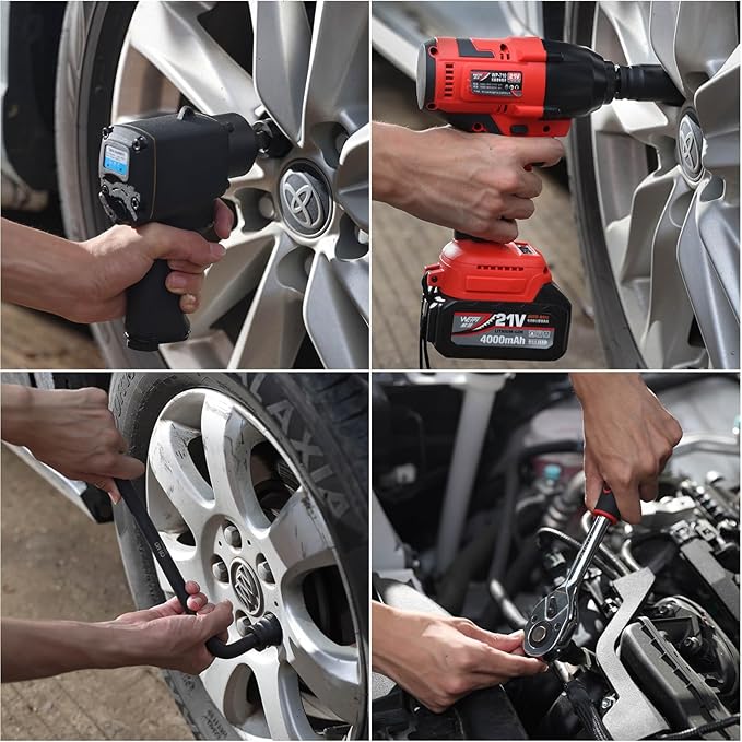 1/2" Drive Deep 6-Point Impact Socket Set,7 PCS Standard SAE (1-3/4 to 1-3/8inch) Spindle Axle Nut Impact Socket Set,Cr-Mo Alloy Steel for Auto Repair, Storage Case