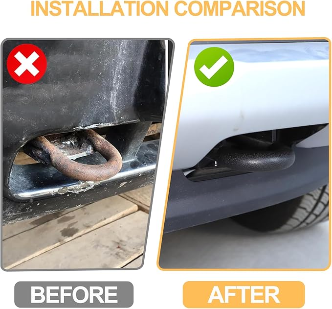 Car Tow Hook Protective Cover Compatible with Ford Ranger 2023-2025 Rubber Front Bumper Tow Ring Pull Ring Protective Case Trailer Pull Ring Trim Cover Exterior Accessories Tow Hook Covers (Black)